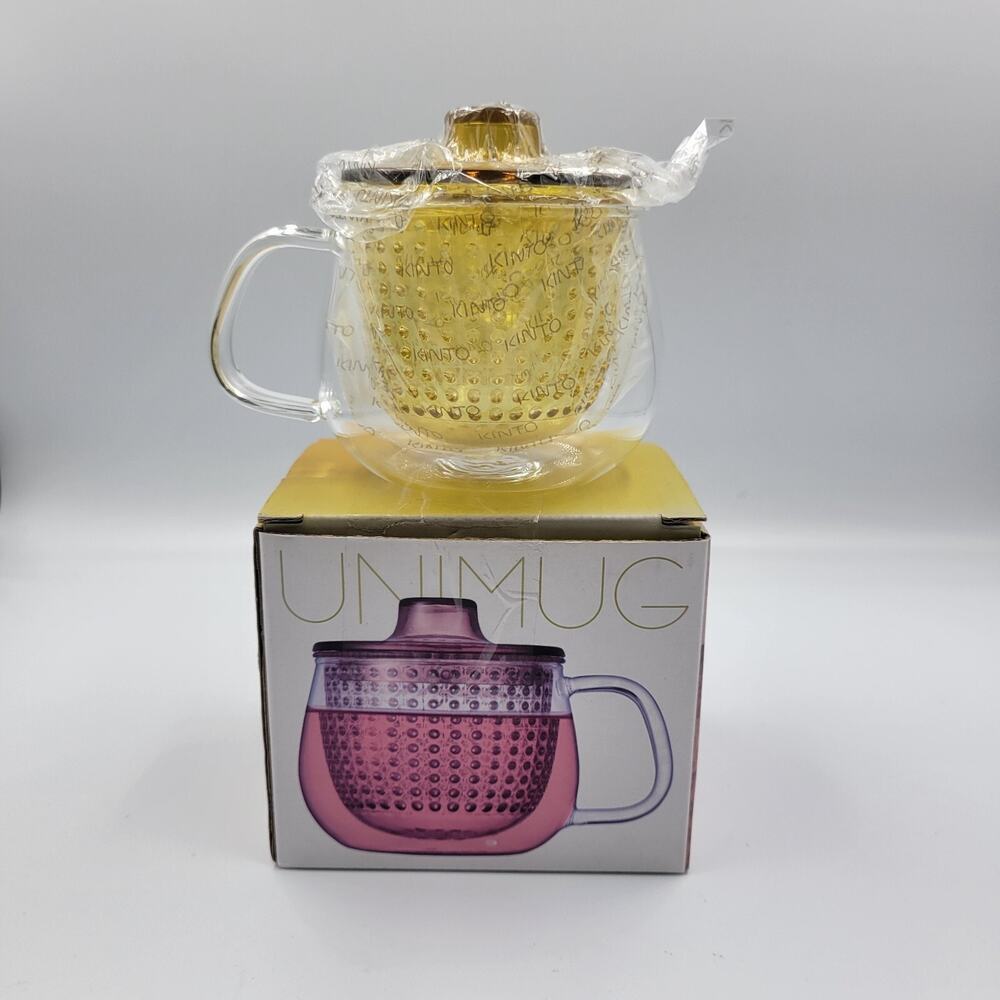 New KINTO UNIMUG Mug Cup Plastic Strainer and Lid 350ml Yellow TEA INFUSER